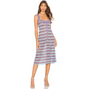 Lovers+Friends Jersey Ukelele Midi Dress Womens Small Metallic Purple Chevron